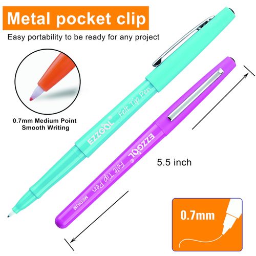 Ezzgol 30 Colors Felt Tip Pens, 30 Pack, 0.7mm Premium Medium Fine Point, Felt Tip Markers For Valentines Day Gift Writing, Journal, Planner Coloring, Note Taking, Drawing, Art, School
