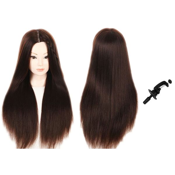 MIAOMANZI 100% Synthetic Wig, Ladies, Professional Cut Practice, Braiding Practice, Practical Exams, Cut Mannequin, Eyelash Extension, Mannequin Head 26.0 inches (66 cm) (04)