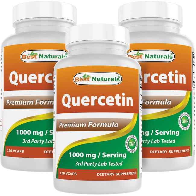 3 Pack Best Naturals Quercetin 1000 mg 120 Vegetarian Capsules