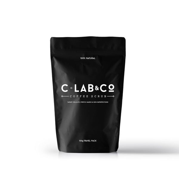 C Lab & Co - Nourishing Coffee Body Scrub Travel Size Bag, Made with Arabica Coffee Beans with Vitamin E and Sweet Almond Oil, Suitable for Face and Body 100g