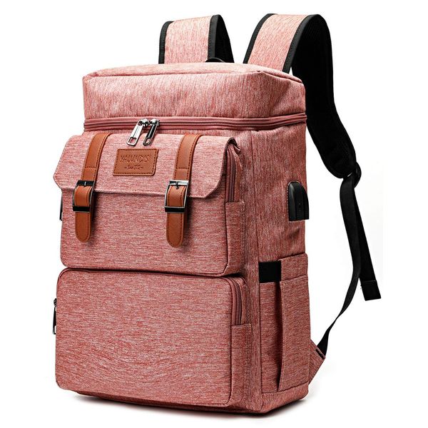 YALUNDISI Vintage Backpack for Men Women Laptop Backpack Bookbags College Backpack Pink 16 inch