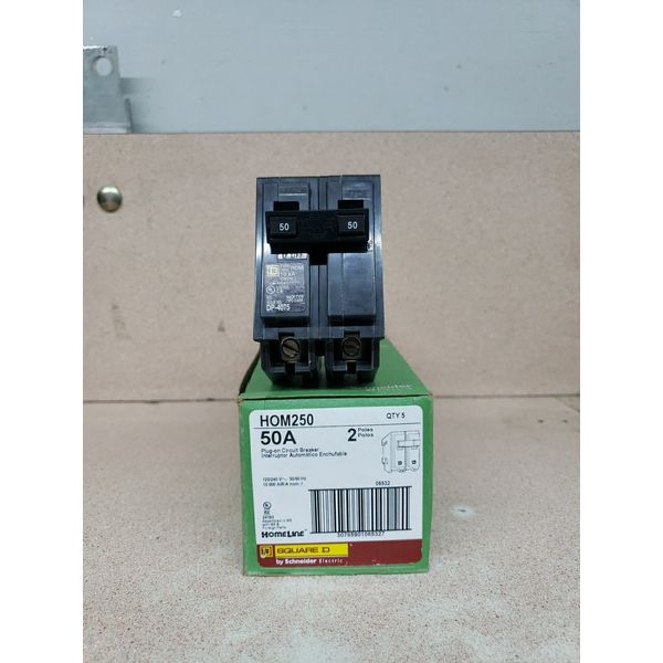 1) New Square D HOM250 2P 50A Circuit Breaker