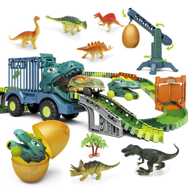 Cute Stone CSklgd Dinosaur Toy, Railroad Toy, Educational Toy, 168 Piece Set, Great Adventure, Scene Reproduction, Dinosaur Figure, Electric Dinosaur Car, Crane, Assembly Type, Birthday Gift