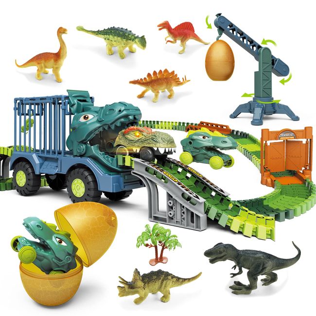 Cute Stone CSklgd Dinosaur Toy, Railroad Toy, Educational Toy, 168 Piece Set, Great Adventure, Scene Reproduction, Dinosaur Figure, Electric Dinosaur Car, Crane, Assembly Type, Birthday Gift