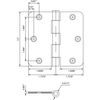Stone Harbor Hardware 3-1/2" Door Hinges, 1/4" Radius Corner, Matte Black, 3-Pack