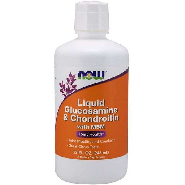 NOW Supplements, Glucosamine & Chondroitin with MSM, Liquid, Joint Health, Mobility and Comfort*, 32-Ounce