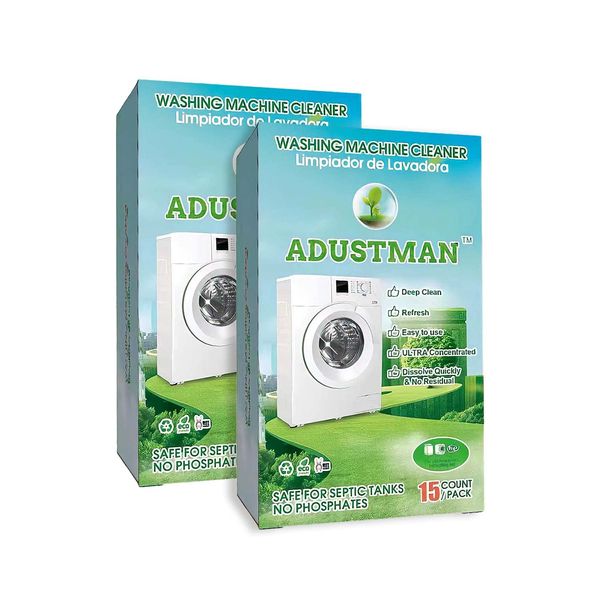 ADUSTMAN Washing Machine Cleaner 30 Tablets Fresh For Front Load and Top Load Washers HE & Automatic Washer pack of 2