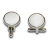DQT Men Plain Satin 9cm Wide Tie + Pocket Square & Cufflinks Set - White