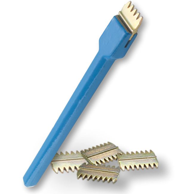 Footprint 1" Scutch Chisel and 5 Double Combs Set - 5 Double-Ended Combs Included. Essential Builders Hand Tools for a bricky/Bricklayer or Stone Mason