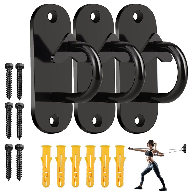 Qivine 3Pcs Resistance Band Wall Anchor, Battle Rope Anchor, Wall Mount ...