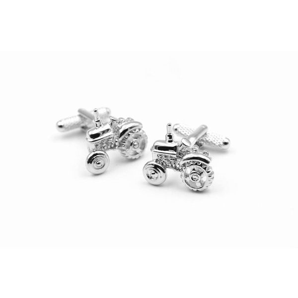 Small Silver Coloured Farm Tractor Cufflinks in an Onyx Art Cufflink Box