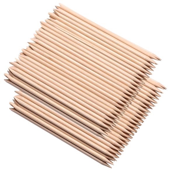 200 Pcs Orange Sticks for Nails - Borogo Orange Wooden Nail Sticks Double Sided Multi Functional Cuticle Pusher Remover Manicure Pedicure Tool