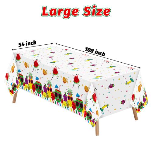 BkeeCten 3 Packs Fruit Theme Table Cover Decorations Watermelon Pineapple Disposable Plastic Tablecloths for Kids Birthday Baby Shower Summer Fruit Hawaii Party Decorations Supplies, 54x108 inch