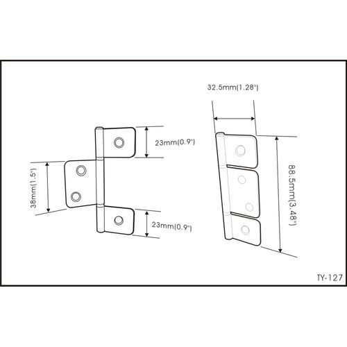 QCAA Flag Three Leaf 3-1/2" Bifold Shutter Hinge for Non-Mortise Cabinet Hardware, Nickel, Made in Taiwan, 2 Pack
