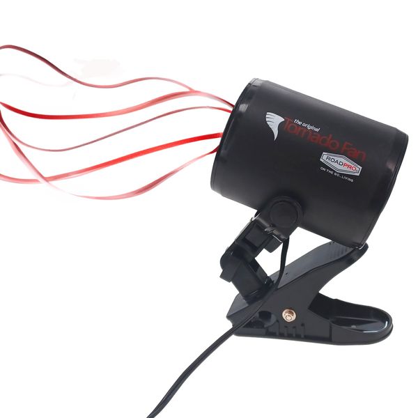 RoadPro RPSC-857 12-Volt Tornado Truck Fan with Mounting Clip, Small 12v Cooling Fan, Black