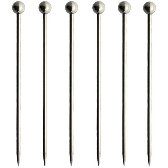 Nagao Pintxos Pick Hors D'oeuvres Pin with Balls, Set of 6, Stainless Steel, Made in Japan