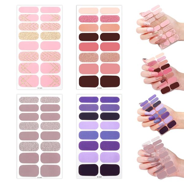 KSJEHW 4 Blatt 64 Stk Nagelfolien Selbstklebend Glitzer Nagel Sticker Nagelaufkleber Nagelsticker Aufkleber Nail Art Stickers DIY für Damen Mädchen Weihnachten Nagelkunst Dekoration Maniküre