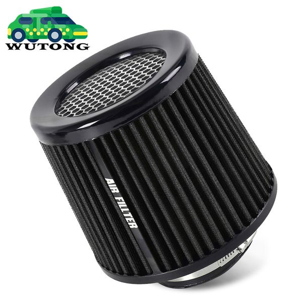 3" 76mm Dry Air Filter Cold Air Intake Cone Replacement High Flow Inlet BLACK