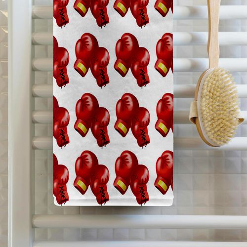 3dRose 22x30 Bath Hand Pool Towel - Boxing Glove Pattern Sports Designs