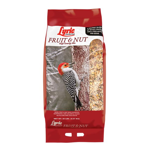 Lyric Fruit and Nut Wild Bird Seed, High Energy Wild Bird Food Mix, 20 lb. Bag