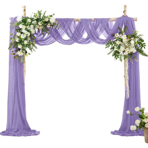 VACVELT Wedding Arch Draping Fabric, Lilac Chiffon, 1 Panel Sheer Drapes, 30 Inch x 20ft Chiffon Backdrop Curtain, Outdoor Sheer Drapery for Ceremony Party Ceiling