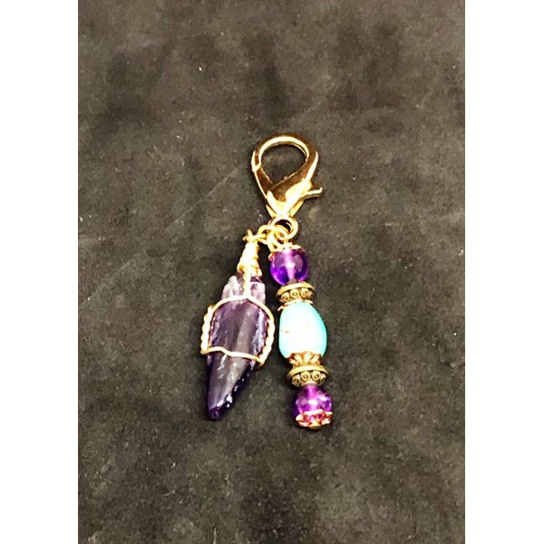 Amethyst & Turquoise Healing Pet Charm, Crystal Pet Charm, Protection Pet Charm,