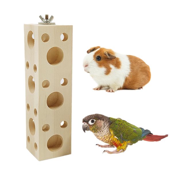 Bird Block Chewing Toy, Small Animals Bird Foraging Toys, Bird Perch Toy, Wooden Parrot Teething Toy, Shredding Biting Wood Bird Cage Accessories, Bird Cage Toys for Hamster Lovebird Budgie