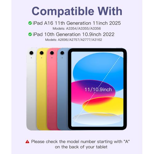 Hamile for iPad 11th 10th Generation Case with Keyboard - 7 Colors Backlit Wireless Detachable Folio Keyboard Cover with Pencil Holder for iPad 11-inch A16 2025 10th Gen 10.9 Inch 2022 (Blue Gray)