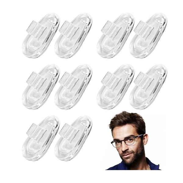 5Pairs Eyeglass Nose Pads Covers,Eye Glasses Nose Pads Non Slip Protective Covers,Eyeglass Nose Pads Soft Silicone Air Cushion Glasses Replacement Nosepad Anti-Slip Nose Bridge Pads Kit(Clear)