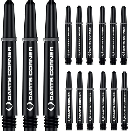 Designa S0735 Stems | 5 Sets of Tough Nylon Darts Corner Dart Shafts including Steel Ring, Medium, Black
