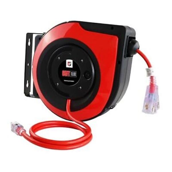 Retractable Extension Cord Reel,65 Feet 12 AWG/3C SJTOW Heavy Duty 65 ft Red