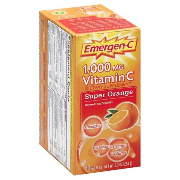 Emergen C Super Orange Berry Health and Energy Booster Fizzy Drink Mix, 1000 Mg