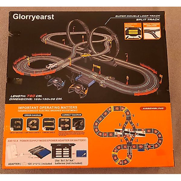 Slot Car Race Track For Kids 1:43 Scale Electric Powered Dual Racing With 4 Cars