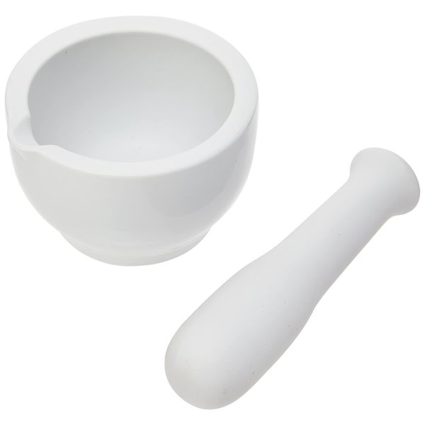 KitchenCraft Home Made Mini Mortar and Pestle Set in Gift Box, Vitrified Ceramic, White, 8.5 cm