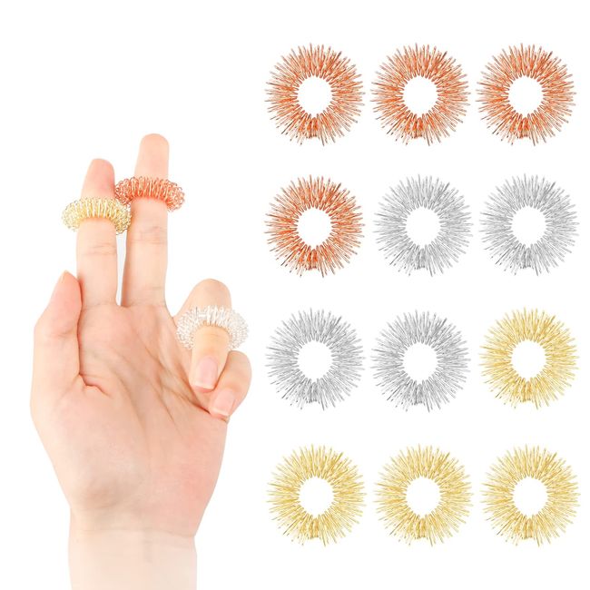 12 Stücke Massageringe für Finger, Akupressur Ringe Set Akupressurring Massageringe für finger Handgelenk, Finger Massage Ring für Jugendliche Erwachsene Angst Stressabbau Entspannung