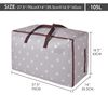 DOKEHOM 105L Large Underbed Clothes Storage Bag with Zip, Moisture proof (Grey)
