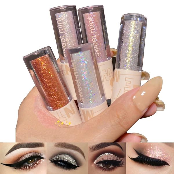 Aolailiya 5pcs Liquid Glitter Eyeshadow set- Sparkling Metallic High Pigmented