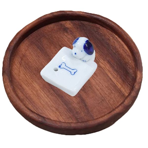 NEYORIKA Incense Burner, Incense Burner, Ceramic, 3.9 inches (10 cm) with Wooden Saucer (Dog)