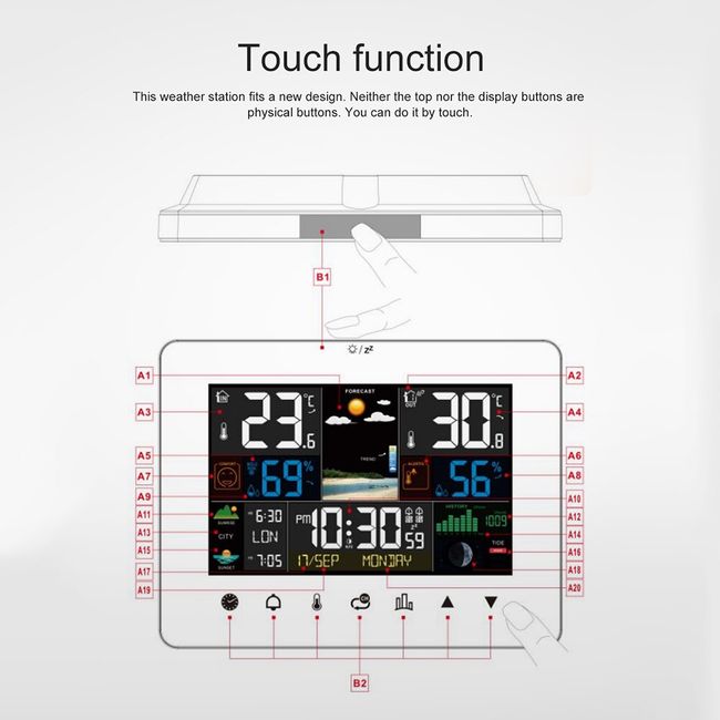 UNI-T Digital LCD Thermometer Humidity Meter Clock Hygrometer of Weather  Station Tester with Alarm Clock Function A10T
