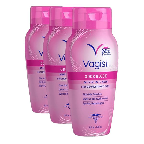 Vagisil Odor Block Daily Intimate Vaginal Feminine Wash, 12 oz, 3 Pack (36 oz)