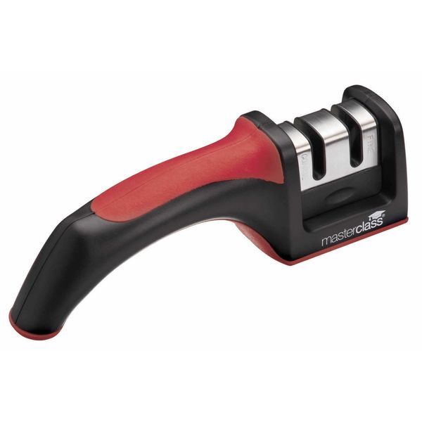 MasterClass 2-Stage Pull-Through Knife Sharpener and Honer, Black/Red