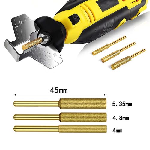 Kimlonton Diamond Grinding Wheel with Shaft Diamond Bar, Cylindrical 0.16 inch (3 mm) Shank (0.16 / 0.19 / 0.19 inch (4.0 / 4.8 mm) / 0.2 inch (5.35 mm) Chainsaw Grinding Head Set of 9 Grinding Heads,