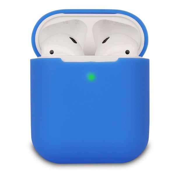 KOKOKA Case Cover Compatible with AirPods 2, Silicone Shockproof Case Cover for Airpods 2 [Front LED Visible][Support Wireless Charging] Blue