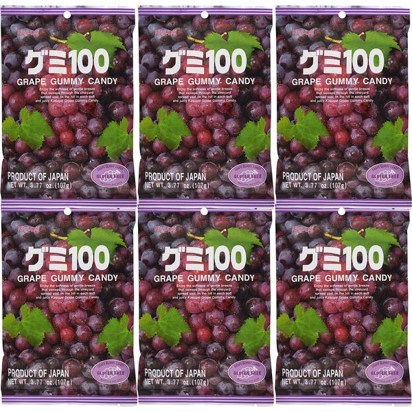 Kasugai Grape Gummy Candy 3.77oz (6 Pack)