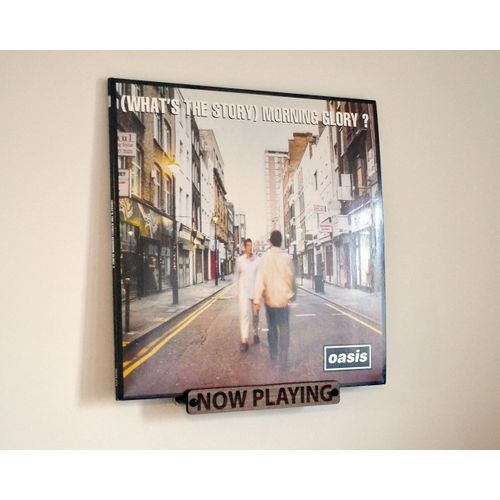 Wall Mounted Now Playing Vinyl Record Storage Display Stand (Walnut Veneer)
