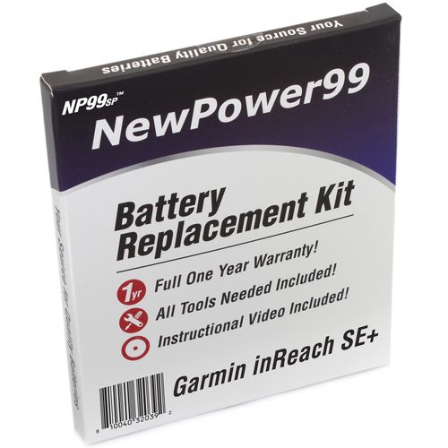 NP99sp Battery Kit for Garmin InReach SE+ with Tools, How-to Video and Long Lasting Battery from NewPower99
