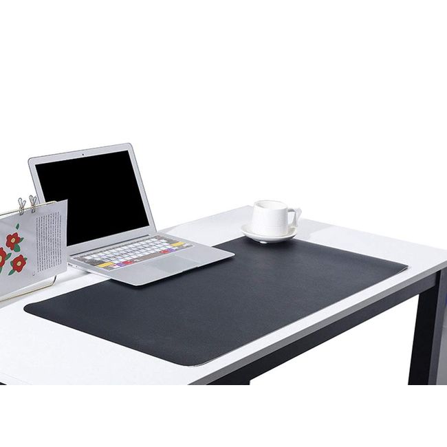 NOEINA Office Supplies, PU Leather, Desk Mat, Mouse Mat, PC Desk, Study Desk, Computer Mat, Large, Multifunctional, Durable, Both Sides Available, Black + Gray, 39.4 x 19.7 inches (100 x 50 cm)