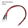 sourcing map 3Pcs 5mm Pre Wired LED, Red DC3-5V Clear Lens, Light Emitting Diodes