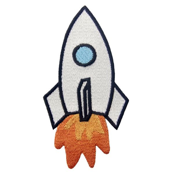 Rocket Embroidered Space Shuttle Applique Iron On Sew On Patch