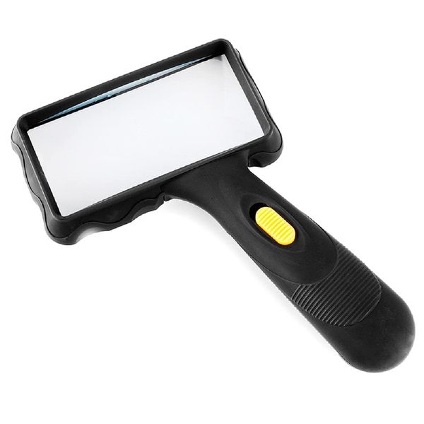 Psivika Hand-held Rectangular Magnifying Glass, LED Light Magnifier, 10X Reading Magnifying Glass for Seniors, Low Vision, Macular Degeneration